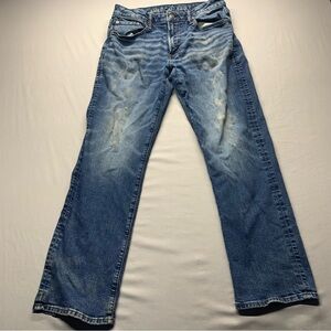 American Eagle Outfitters Men's Blue Bootcut Jeans - Faded Wash 33x32